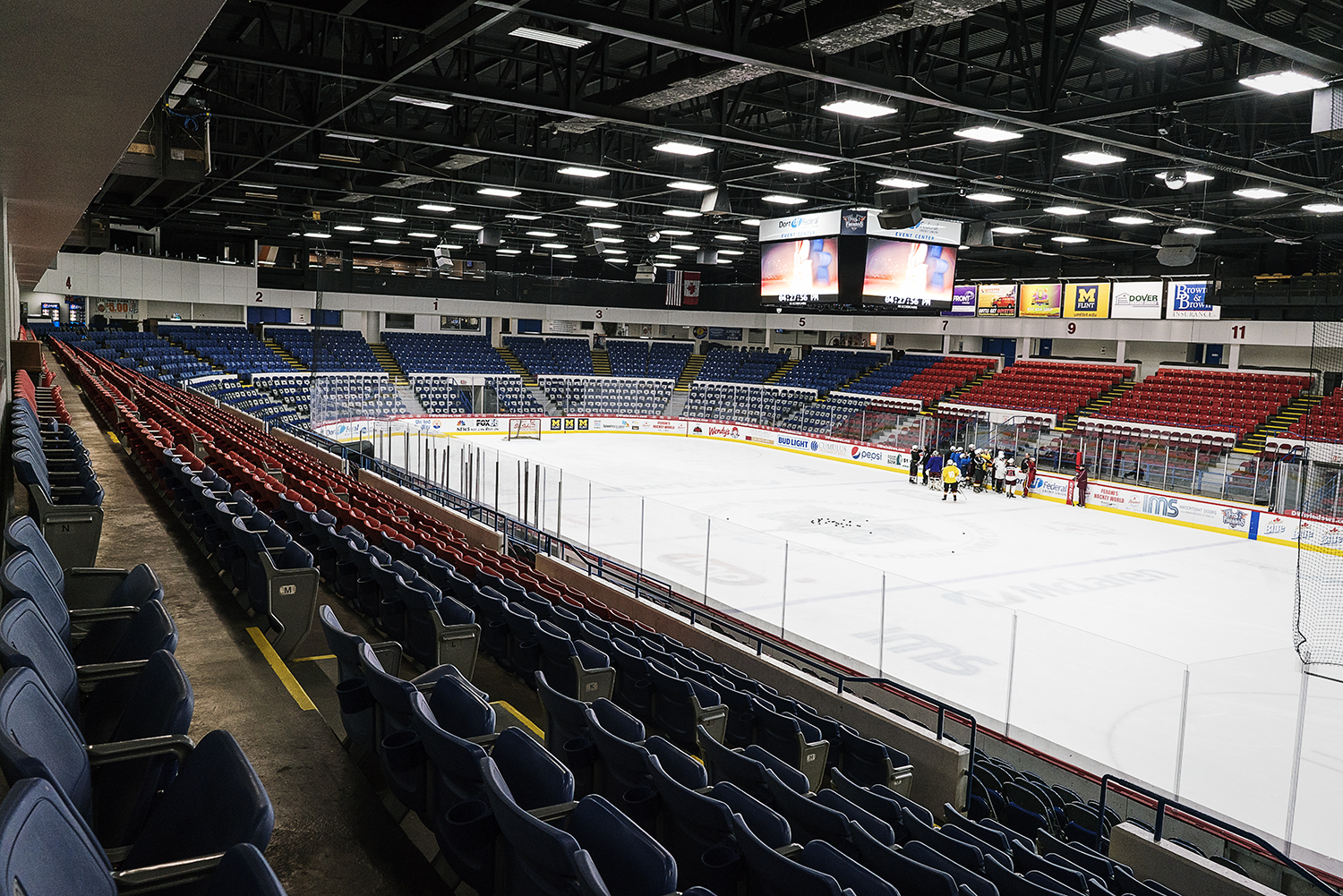 Flint, MI - Tuesday, January 30, 2018: The Davison High hockey team practices on the ice at the Dort Federal Event Center.