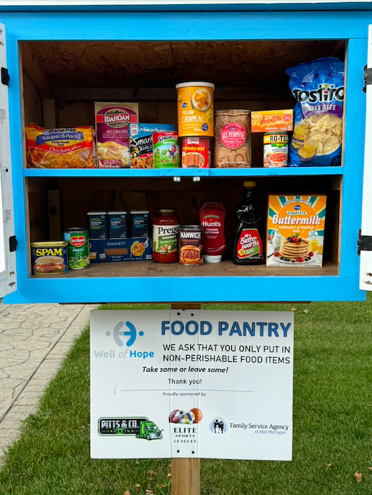 One of the four free-standing food pantries in the Flint community, provided by Well of Hope.
