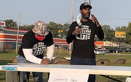 Sylvester Jones (left) and Todd Womack leading a "The Vent" session at Whaley Park.