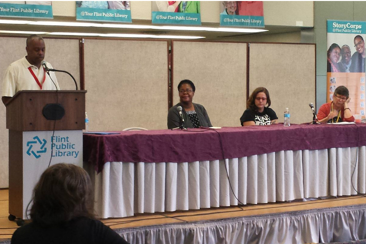 Panelists at the first Flint Literature Festival in 2017. 