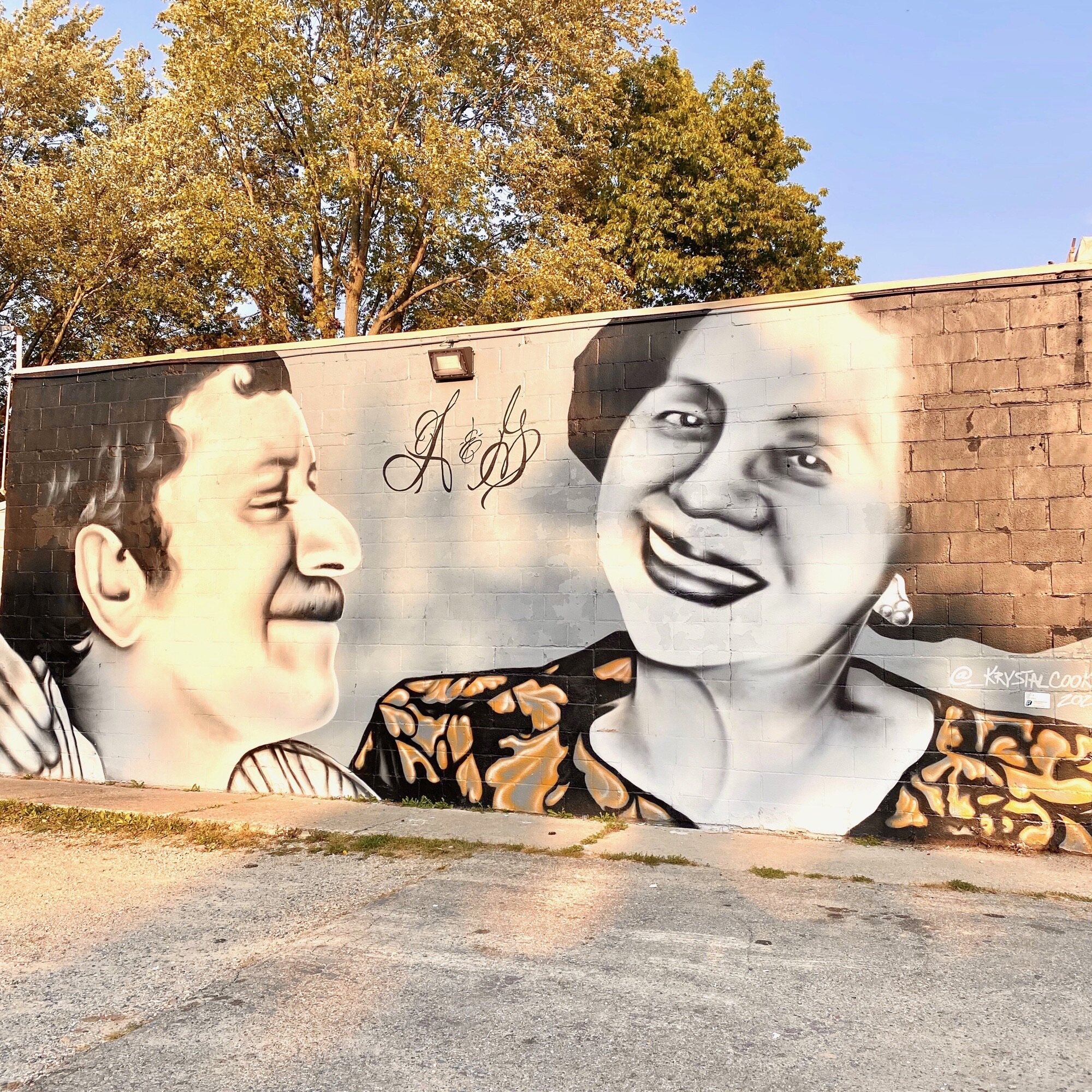 Local artist Krystal Cooke created this mural of A&G founders and namesakes Guadalupe and Abraham Alberto.