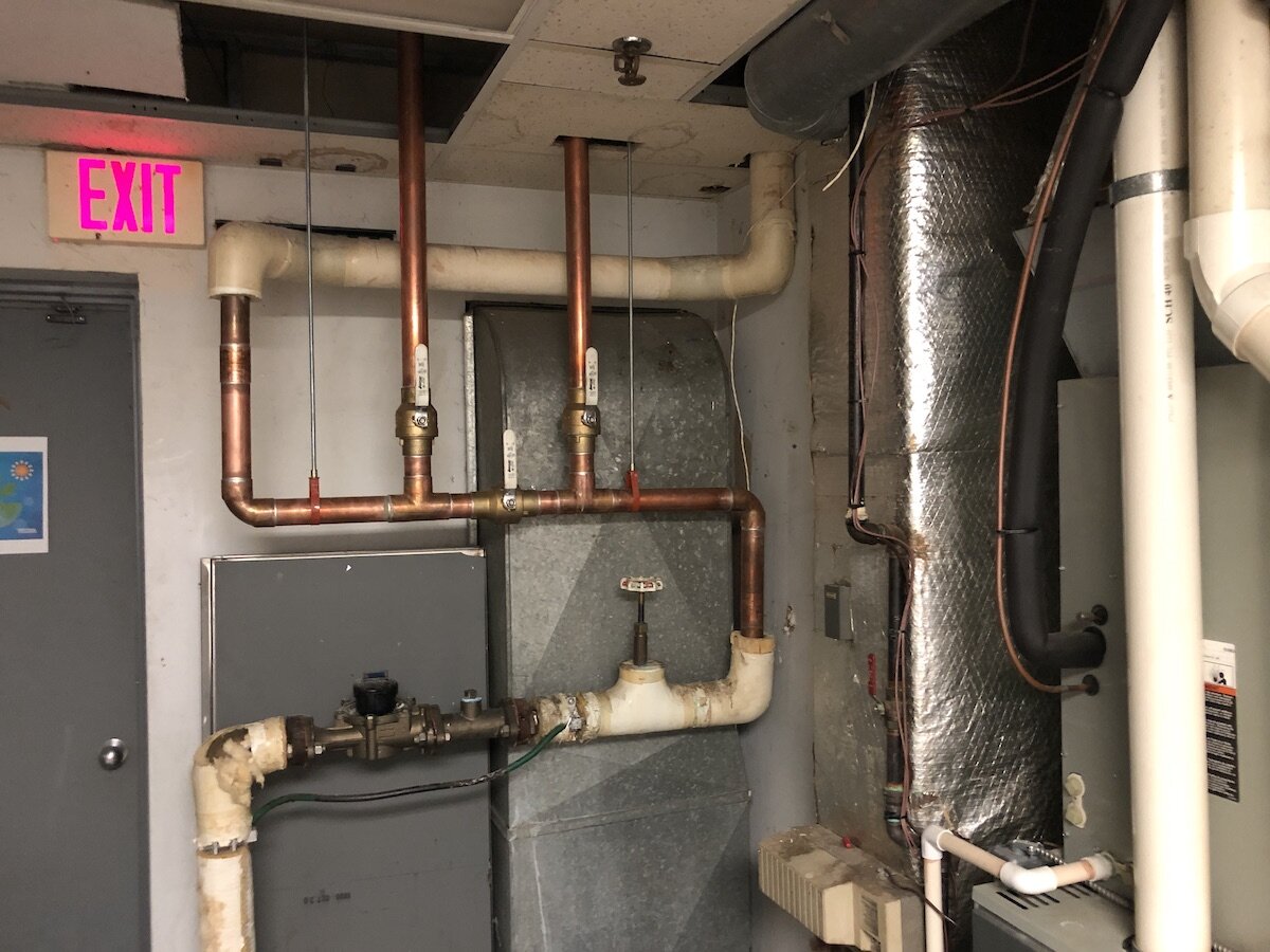 New copper piping has been installed at Hasselbring Senior Center.