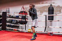 Flint boxer Jaylyn Nichols works on his moves before his 'Armageddon in April' fight on Saturday, April 27 in Saginaw, Michigan.