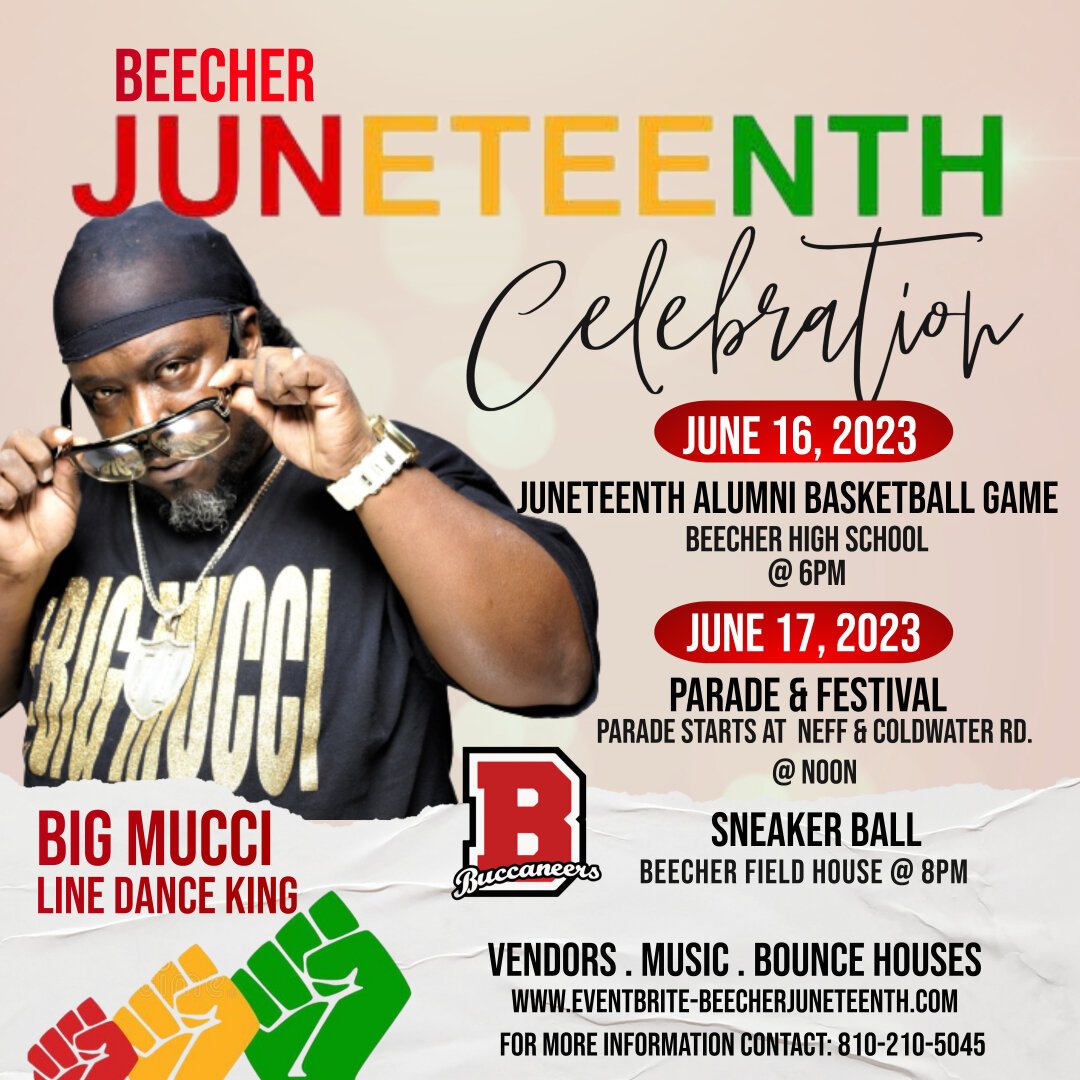 Promotional flier for Beecher's Juneteenth Celebration.