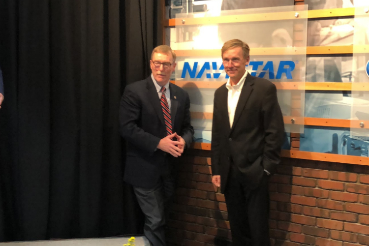 Navistar CEO Troy Clarke and Kettering President Robert McMahan announced the company's gift on Thursday, Oct. 11, 2018