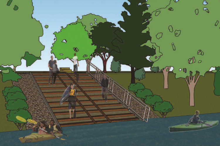 An artists rendering of the proposed Paddlers' Landing at Mott Park.