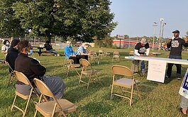 Facilitators leading a Vent discussion in Whaley Park in September.