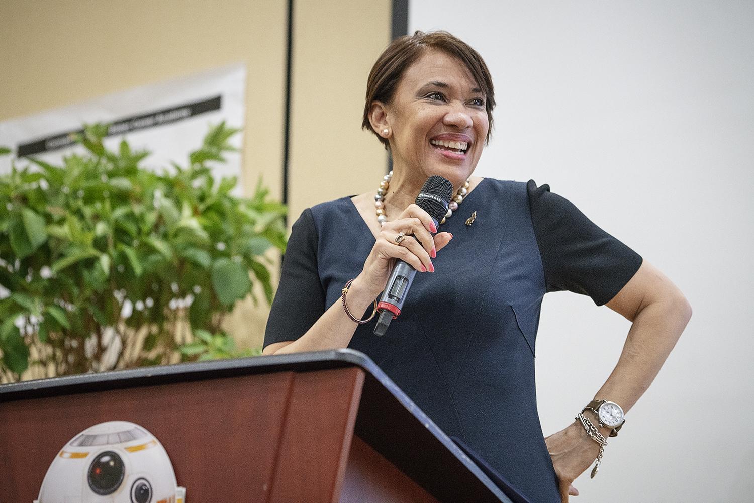Flint, MI - Friday, May 4, 2018: Flint City Mayor Karen Weaver speaks to the Blueberry Ambassadors, teachers, parents and mentors during the 5th Annual Blueberry Ambassador Awards Party at the Riverfront Banquet Center downtown.
