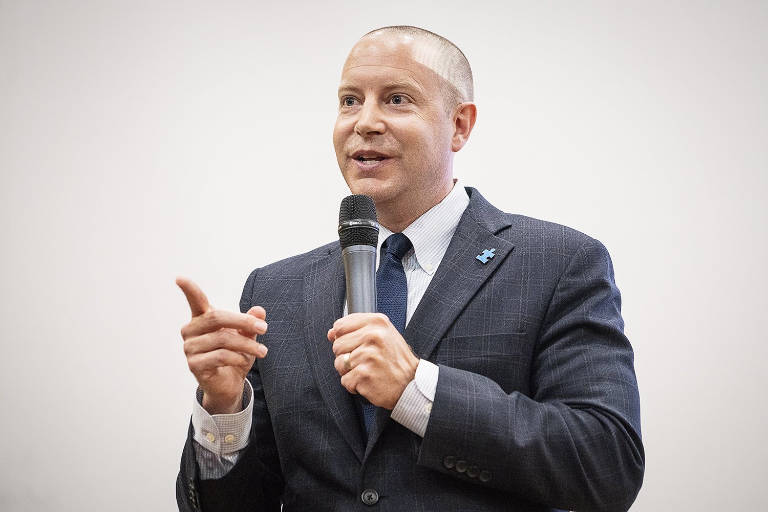 Flint, MI - Friday, May 4, 2018: Genesee Intermediate School District Associate Superintendent Steve Tunnicliff speaks to the Blueberry Ambassadors during the 5th Annual Blueberry Ambassador Awards Party at the Riverfront Banquet Center downtown.