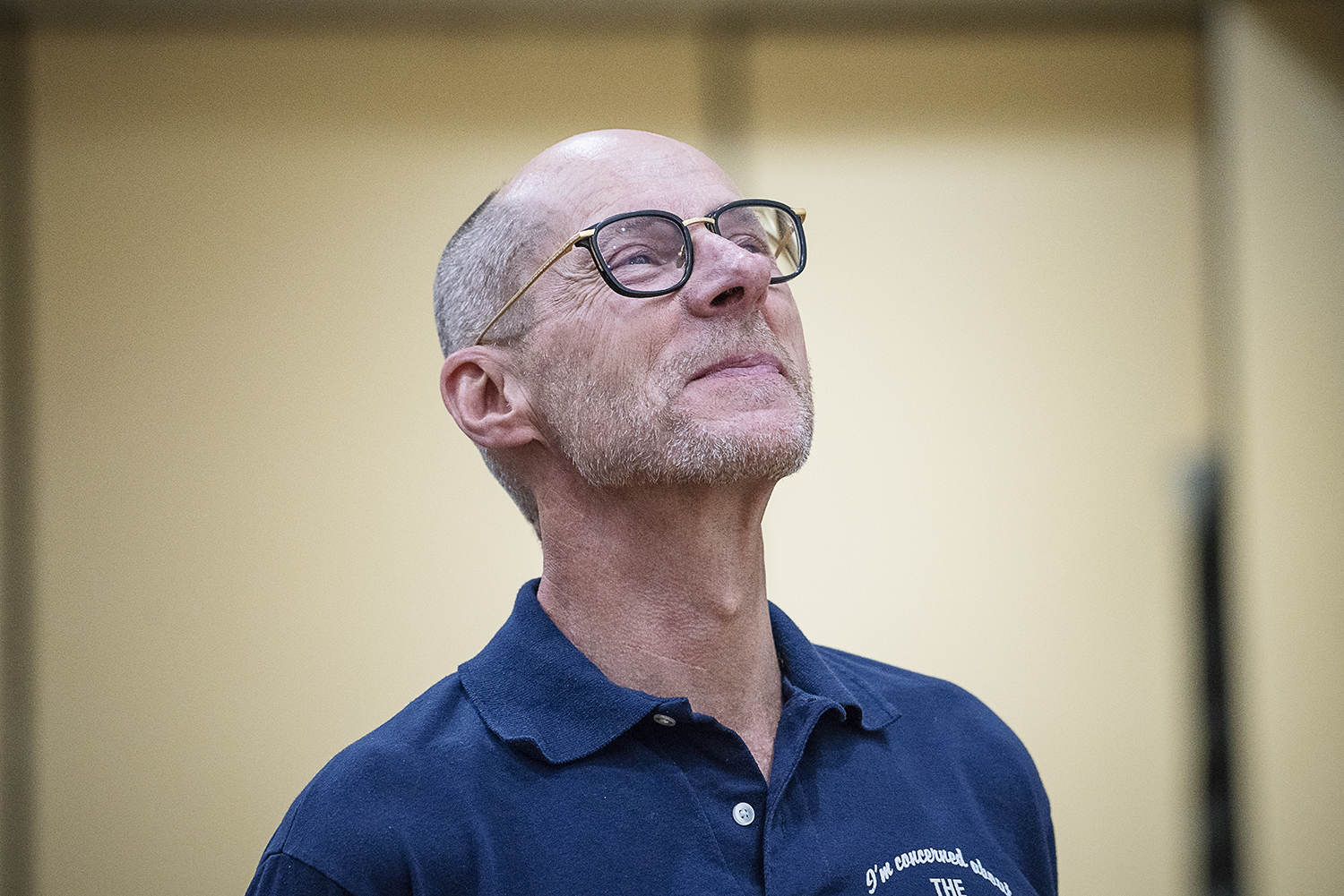 Flint, MI - Friday, May 4, 2018: Fenton Twp. resident and Blueberry Founder Phil Shaltz, 69, smiles as he watches a surprise video dedicated to him during the 5th Annual Blueberry Ambassador Awards Party at the Riverfront Banquet Center downtown.