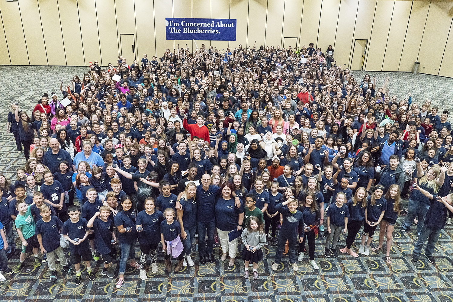 Flint, MI - Friday, May 4, 2018: Blueberry Ambassadors gather for a group photograph after the 5th Annual Blueberry Ambassador Awards Party at the Riverfront Banquet Center downtown.