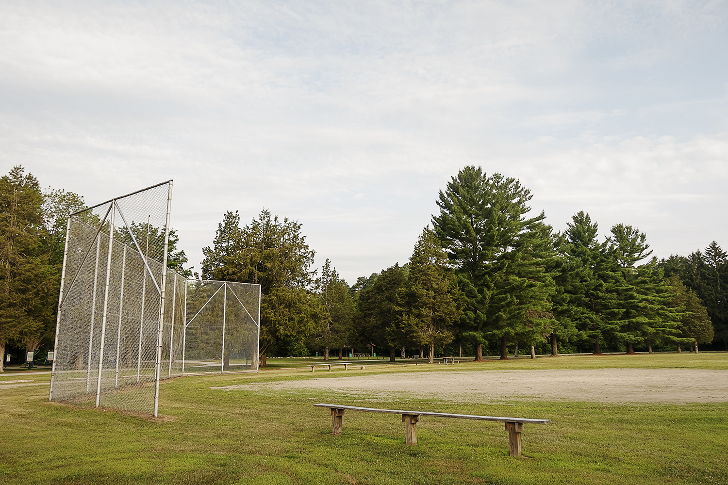 Flushing, MI - Monday, July 16, 2018: The baseball diamond at the Flushing County Park.