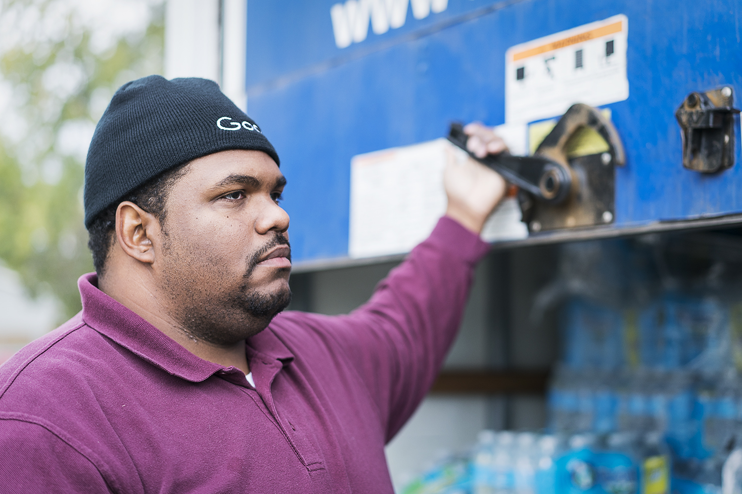 William Harris, 31, of Flint, is part of a team Asbury United Methodist delivering bottled water to Flint residents who cannot travel to distribution points to get their supplies.