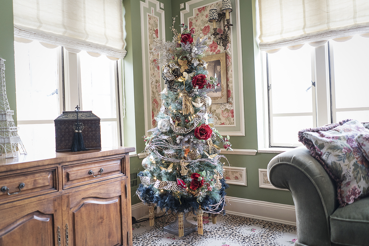 One of 21 Christmas trees in the Heddy home.