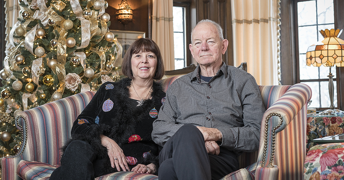 Rosanne (left) and Steve Heddy have donated over $300,000 to various charities and college funds over the past twenty years by opening their home for guests to revel in the holiday spirit and view their large Christmas tree collection.