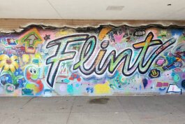 One of dozens of murals painted in Flint this year as part of a massive effort by the Flint Public Art Project. 