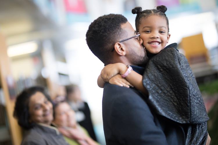 Daughter Carrington "Cece" Oliver, 4, says the best part of her dad's speech was her dress and the part when he talked about her. 