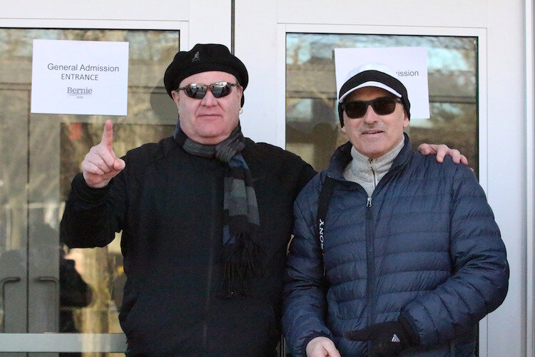 Flint residents David Clements and Rick Bodette were first in line for the Bernie Sanders town hall on Saturday, March 7, 2020.