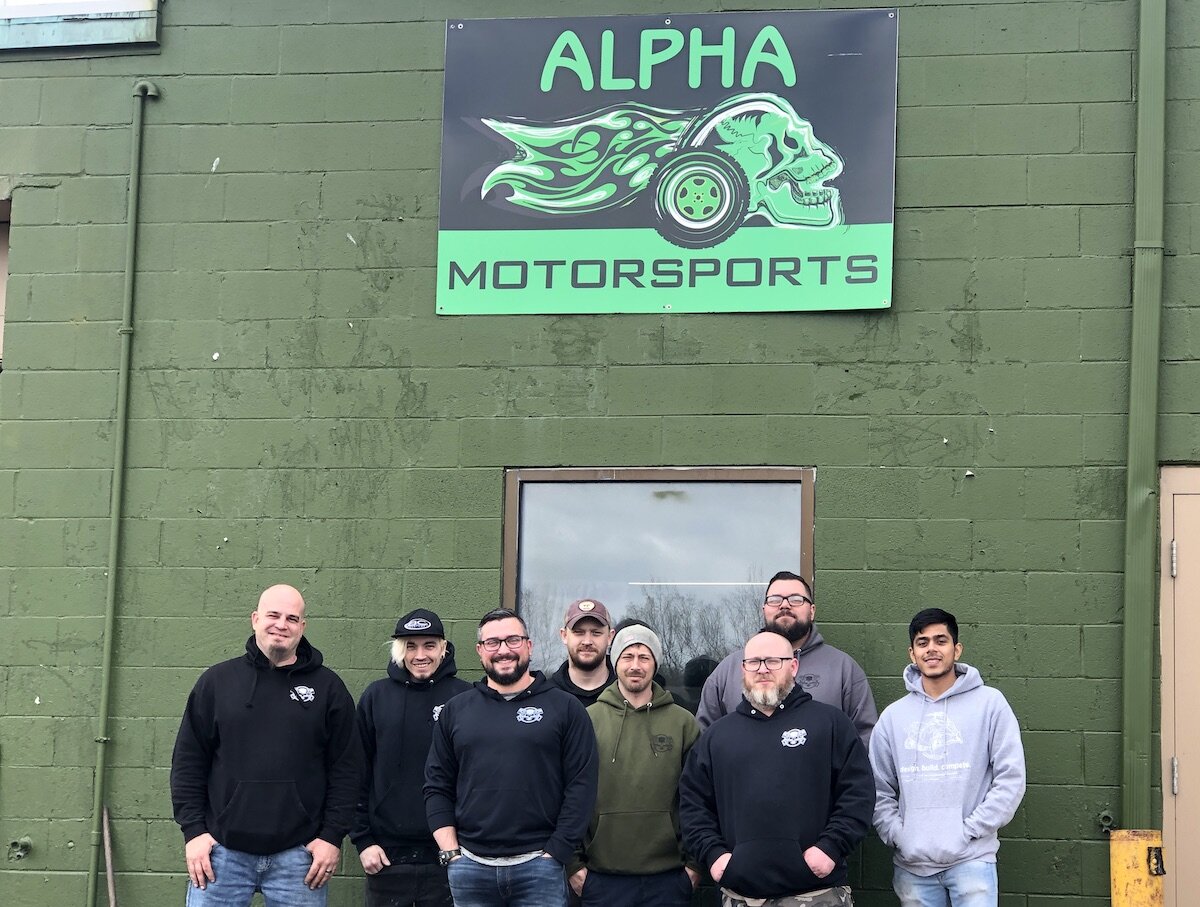 The staff of Alpha Motorsports includes four military veterans.