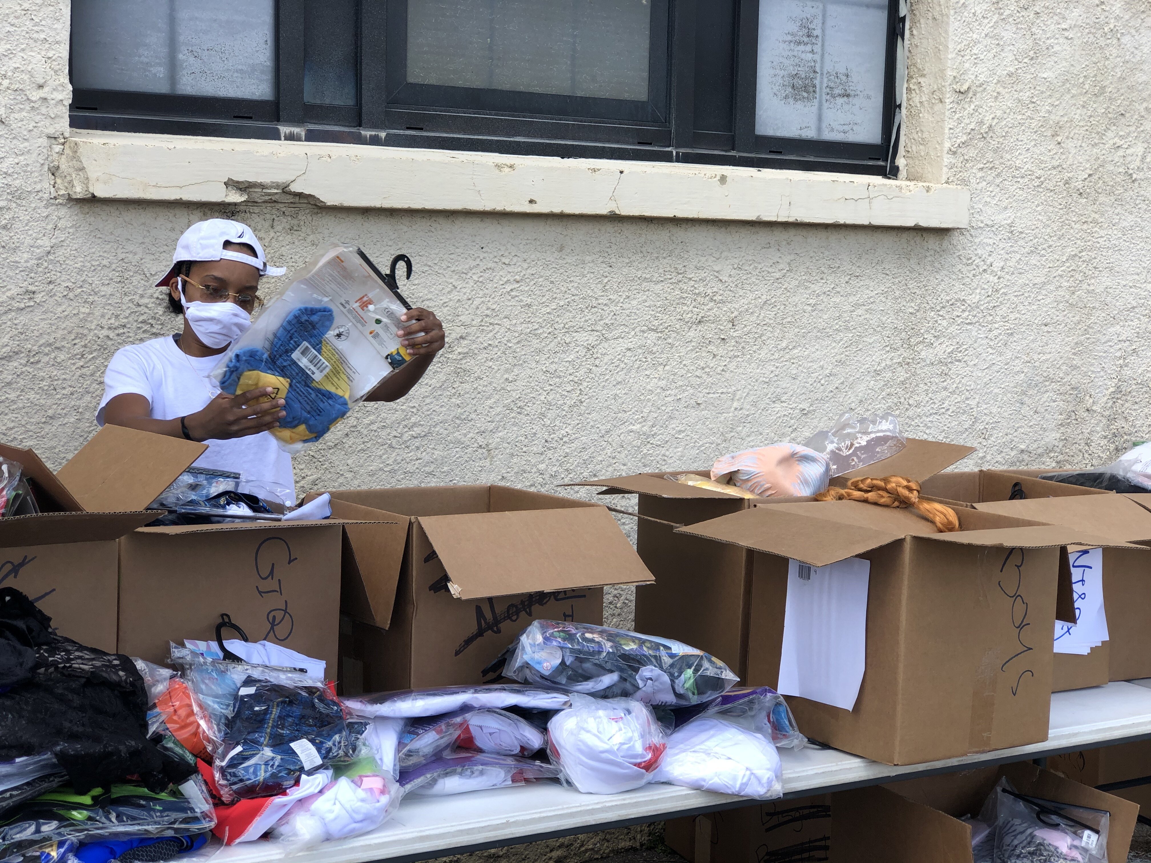 Students at Berston Fieldhouse got to pick up school supplies and Halloween costumes August 29.