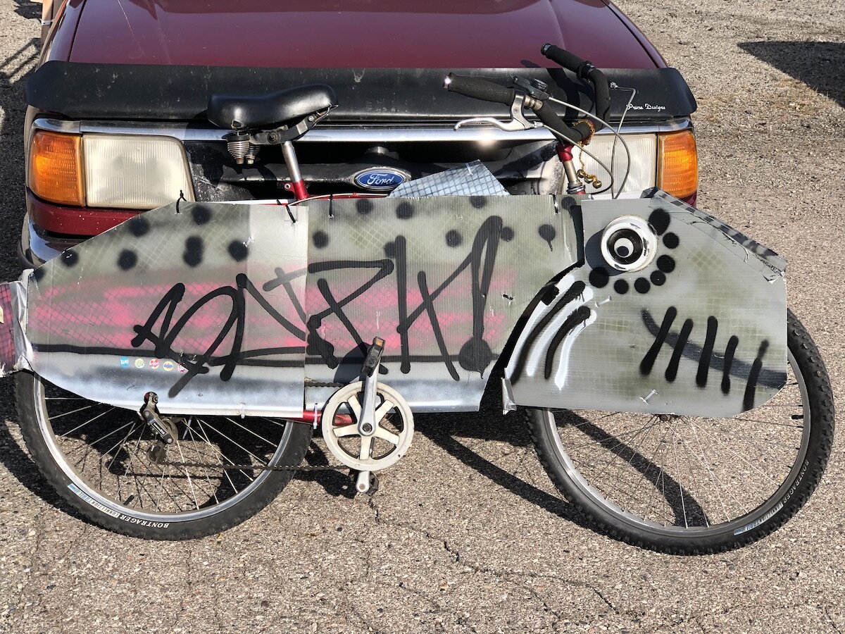 Artists, parents, and other community members helped kids paint and design "silly bikes" for a parade on November 7.