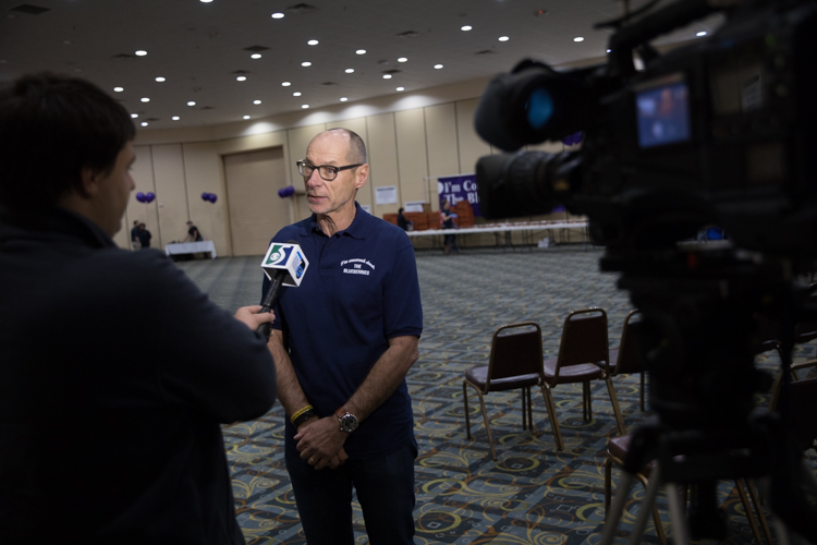 Blueberry Founder Phil Shaltz talks to media before the start of the 2017 awards ceremony. 