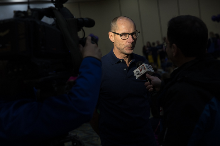 Blueberry Founder Phil Shaltz talks to media before the start of the 2017 awards ceremony. 