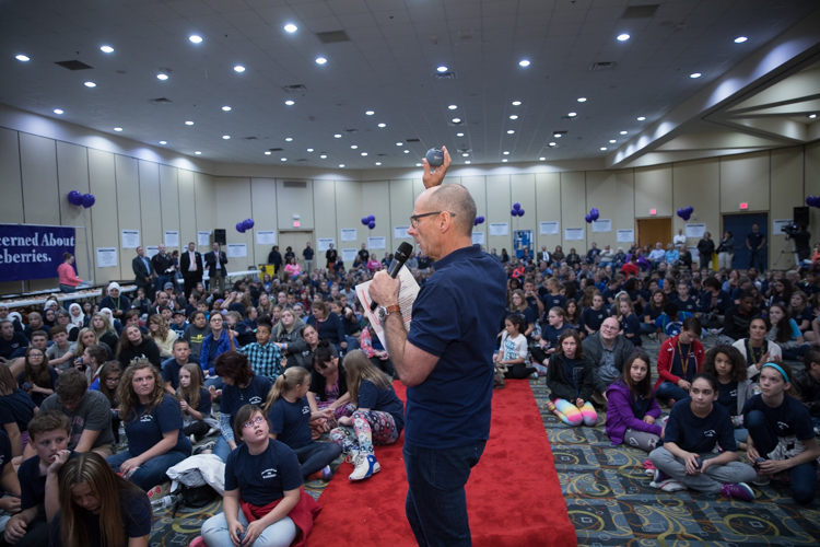 Blueberry Ambassador Founder Phil Shaltz talks about the importance of paying it forward at the annual awards ceremony Friday, May 19, 2017.