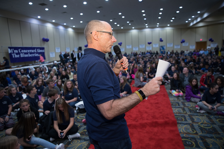 Blueberry Ambassador Founder Phil Shaltz talks about the importance of paying it forward at the annual awards ceremony Friday, May 19, 2017.