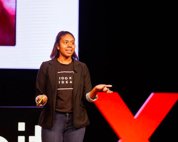 Brandee Cooke of 100K Ideas in action at TEDxDetroit 2021.