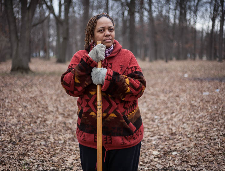 Carma Lewis works hands-on throughout the community. Shown here at Max Brandon Park. 