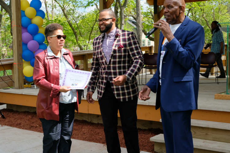 Resident Lynn Williams is one of several longstanding Civic Park residents honored during the summer kickoff event. 