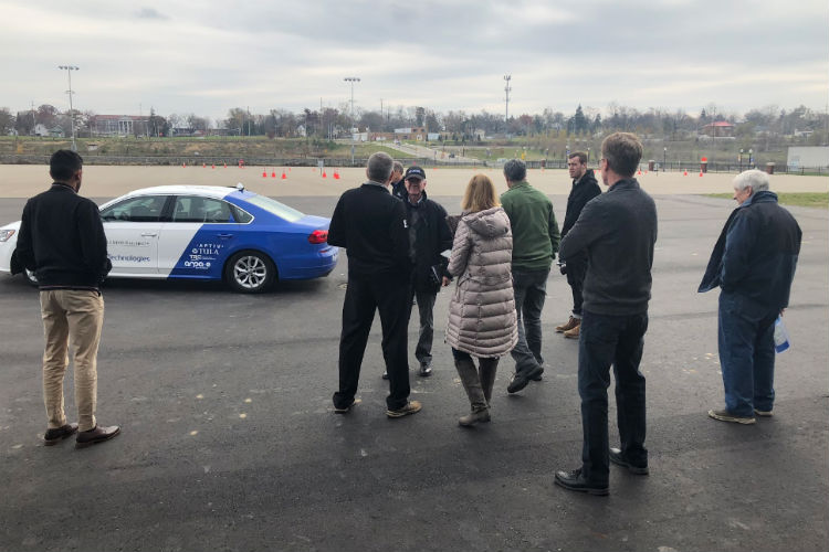 Delphi Technologies uses the new GM Mobility Center at Kettering University to do a demonstration of its intelligent drive technology. 