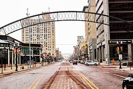 A shot of downtown Flint, Michigan.