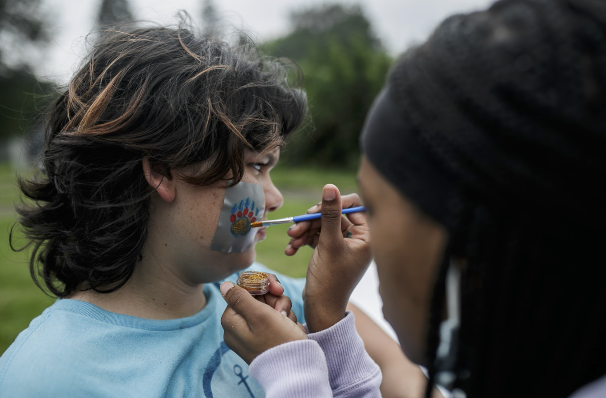 Face painting was a popular attraction for kids during a craft fair July 24.