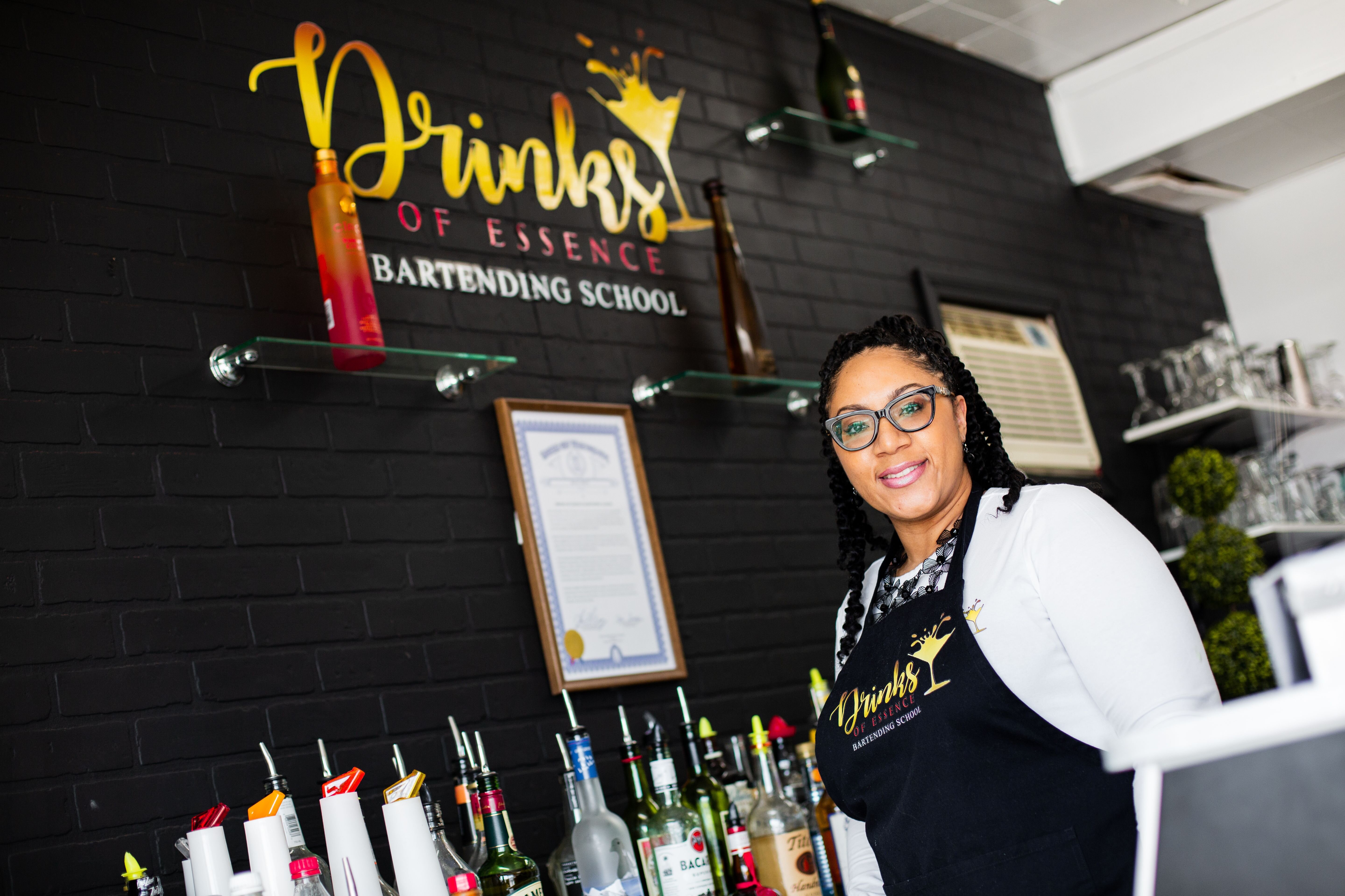 Flint native Sheena Harrison is teaching the art of mixology as the owner of Drinks of Essence Bartending School.