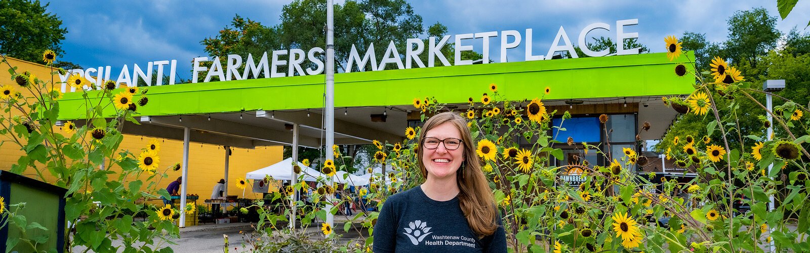 Ariane Donnelly, Washtenaw County Health Department health promotion coordinator, at the Ypsilanti Farmers Marketplace.