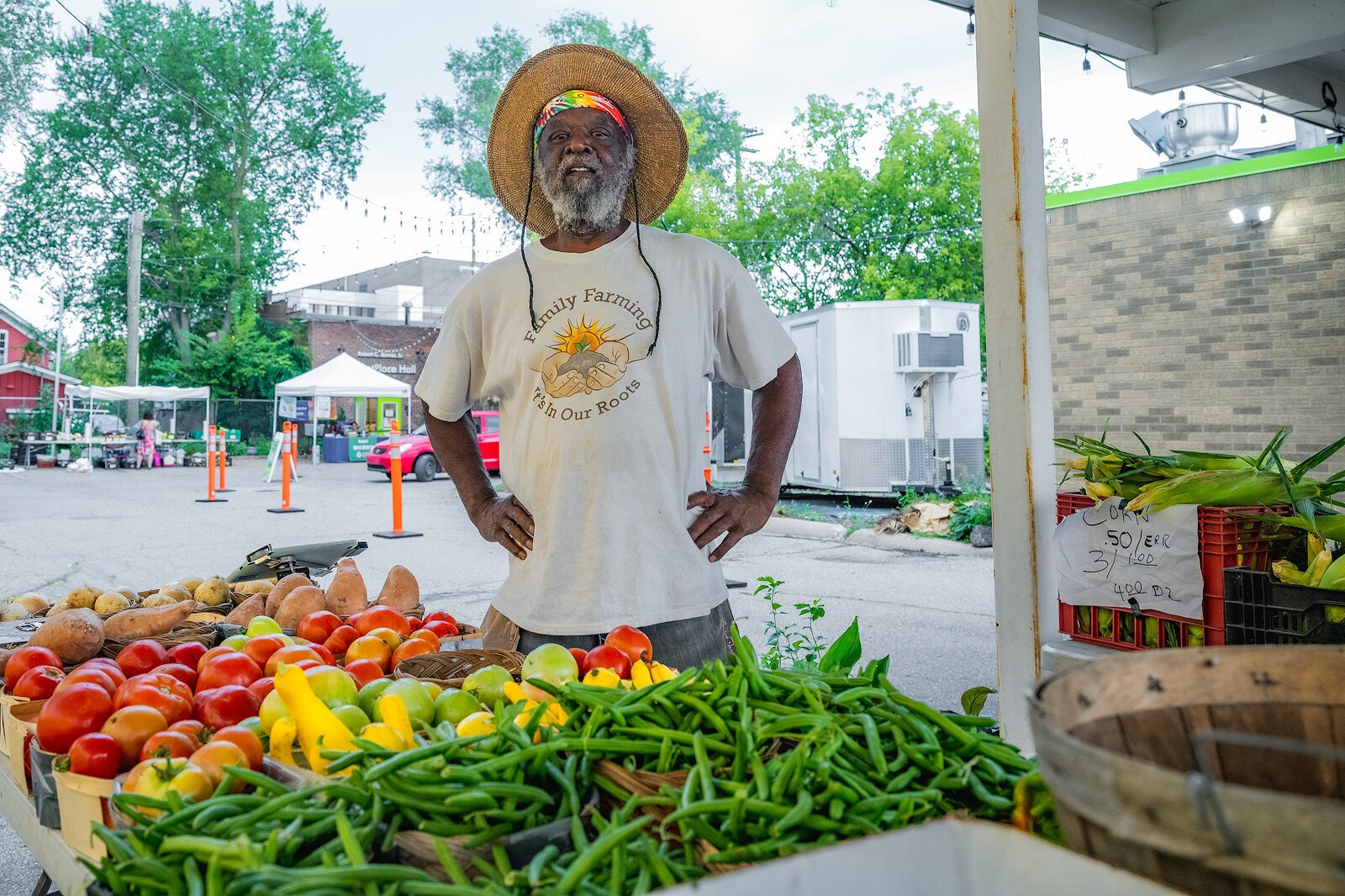 Norris Stephens of Good Medicine Farms at the Ypsilanti Farmers Market, where participants in Washtenaw County's Prescription for Health program can cash in "prescriptions" for fresh food.