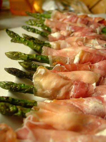 Prosciutto wraped Safie's pickled asparagus