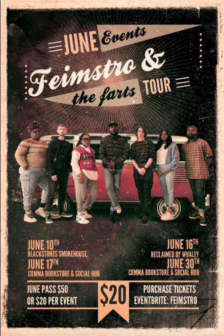 Promotional flier for Feimstro and his band's downtown Flint tour.