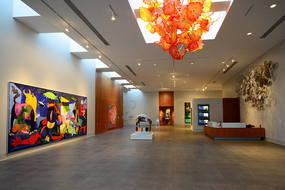 The lobby area inside the Flint Institute of Arts.