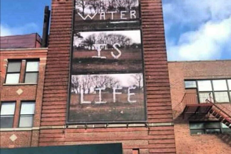 The #waterislife mural on the side of Gavin Brown’s Enterprise in New York.