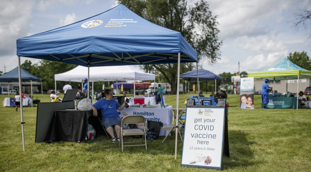 At the Hamilton Community Health Network Family Fun Day, a mobile vaccine clinic was present for community residents.