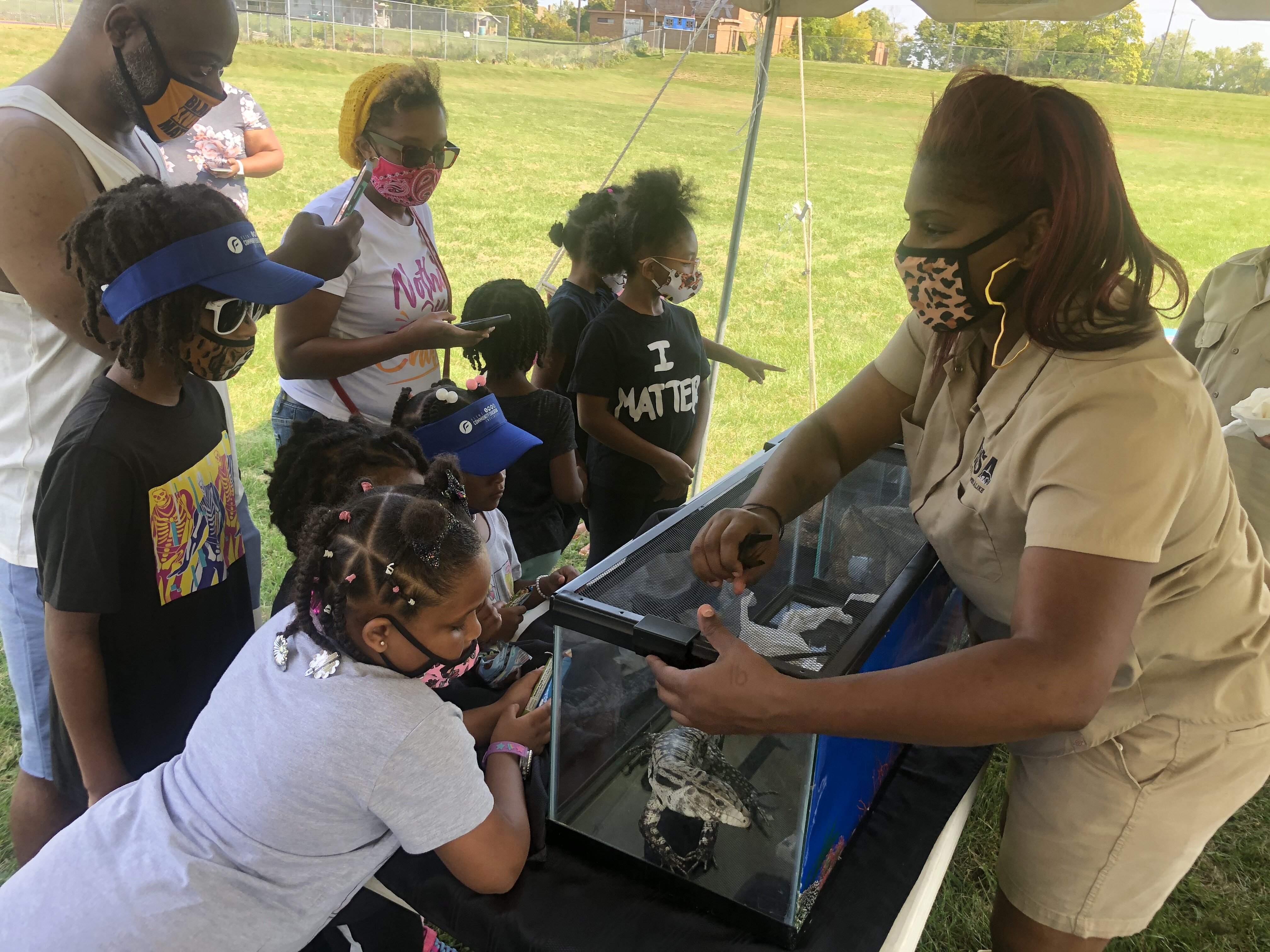 Shekina Lee from No 2 Stripes Alike teaches kids about some of the animals she brought to an event at Berston Fieldhouse.