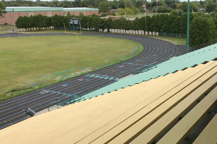 A bird's eye view of the renovated Houston Field, home to the Flint Jaguars inaugural season