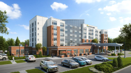 An illustration of the under-construction Hyatt Place in Mundy Township. 
