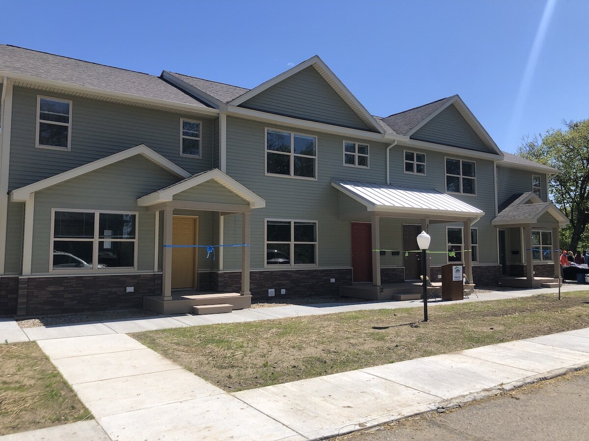 The exterior of new townhomes built by Genesee County Habitat for Humanity on Sylvan Court in Flint.