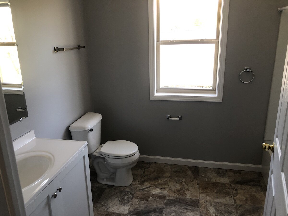 A look at the bathroom in one of Genesee County Habitat for Humanity's townhomes on Sylvan Court in Flint.