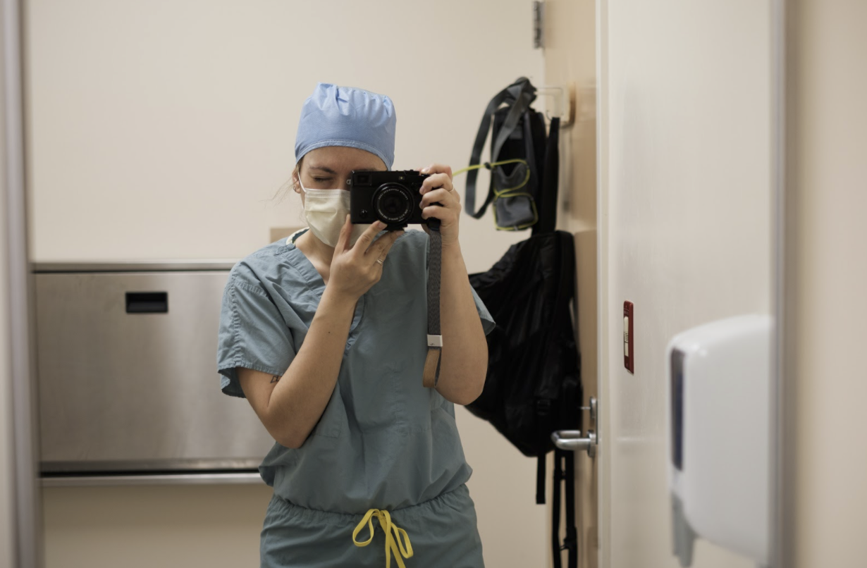 A picture I took of myself before one of my shifts working in the COVID-19 dedicated intensive care unit at the University of Michigan.