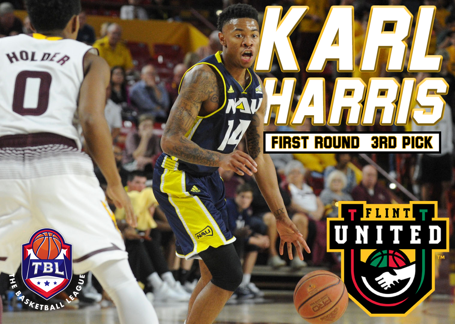 Karl Harris was selected by the Flint United with the third pick in The Basketball League Draft.